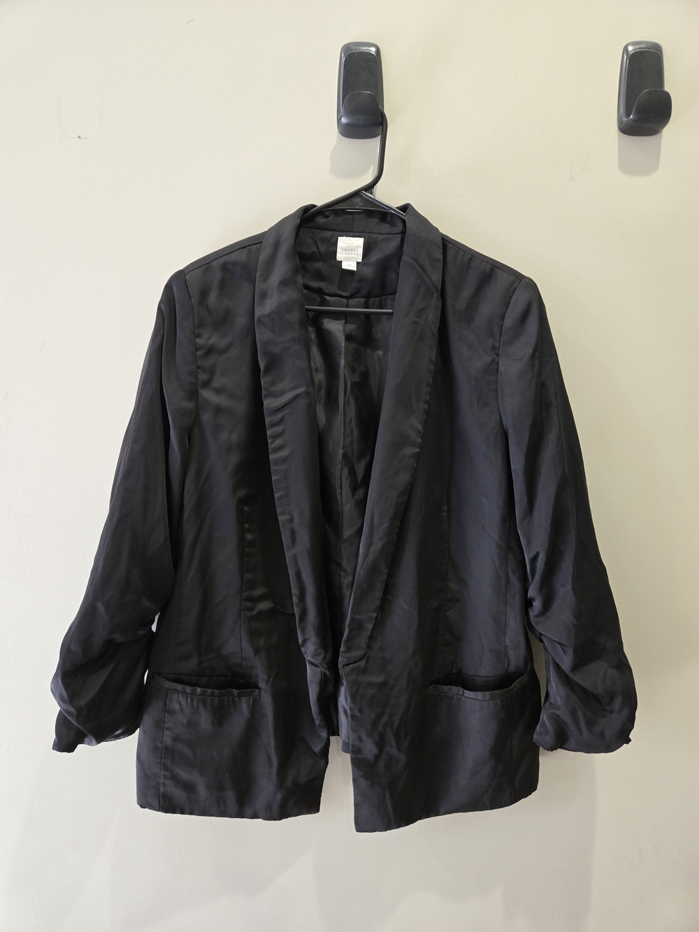 LC Lauren Conrad Black Women's Shawl Neck Satin Blazer Jacket